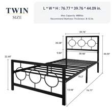 Allewie Metal Platform Bed Frame With Modern And Vintage Style Headboard, No Box Spring Need,Easy Assembly, Noise-Free In Brown/Black * Bed Frame Queen Queen Bed Frame Bed Frame Full Full Size Bed Frame King Size Bed Frame Twin Bed Frame Room Decor Home Decor Christmas Decor Bedroom Decor Valentine Day Decor Storage Living Room Decor Furniture House Decor - màu đen - Xem 8