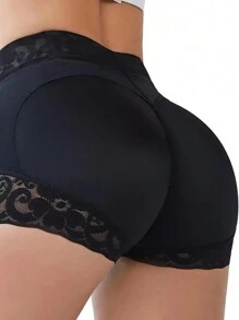 1 pieza Shorts apretados sin costuras con encaje para moldear el trasero de las mujeres, pantys de cintura alta con control del abdomen para dar forma al Body
