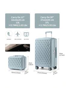 Sea Choice Luggage Set 2 Piece Carry-On 20 Inch Suitcase Sets Lightweight ABS+ PC 25/55 Cm Rigid With 8 Spinner Wheels TSA Lock & YKK Zipper - Grey - View 3