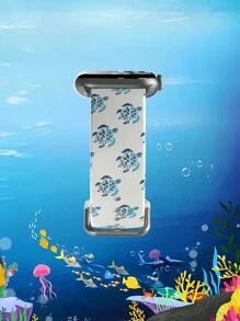 1 Peça Pulseira de Relógio Compatível com 38/40/41/42/44/45/49mm Ultra/SE/10/9/8/7/6/5/4/3/2/1, Estampa Minimalista de Tartaruga Marinha, Criaturas Aquáticas, Branca de TPU