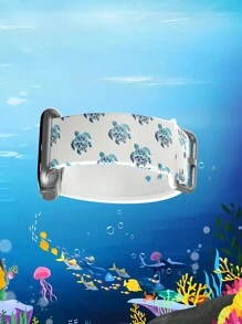 1 Peça Pulseira de Relógio Compatível com 38/40/41/42/44/45/49mm Ultra/SE/10/9/8/7/6/5/4/3/2/1, Estampa Minimalista de Tartaruga Marinha, Criaturas Aquáticas, Branca de TPU