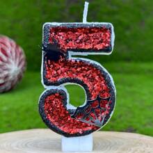 蜘蛛主题闪亮数字生日蜡烛适用于蛋糕装饰、派对、周年纪念、庆祝氛围、有意义的成人生日蜡烛、返校情人节 - 彩色 - 查看 21