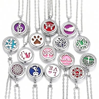 Aromatherapy Essential Oil Diffuser Necklace Tree Of Life Pattern Stainless Steel Locket Pendant Gift For Women And Girls Gifts Birthday Graduation