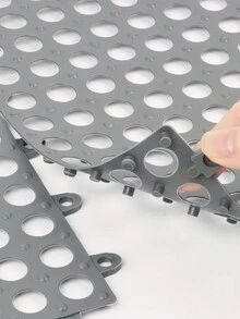 Bathroom Anti-Slip Mat, Shower Room Bathtub Floor Rug, Waterproof Perforated Toilet Bath Mat - Grey - View 6