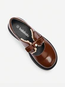 Balabala Girls' Princess Shoes Autumn 2024 New Children's Patent Leather Shoes Artistic Retro Bow Baby Shoes