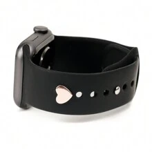 1pc New Rose Golden Women Glossy Heart Watch Band Charm Decoration Compatible With Apple Watch Band Accessories Compatible With Galaxy Watch Series Strap Charm Decor