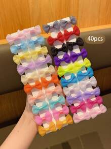 40pcs Random Color Fabric Bowknot Hair Clips, Cute & Sweet Hair Accessories Suitable For Daily Use - Multicolor - View 4