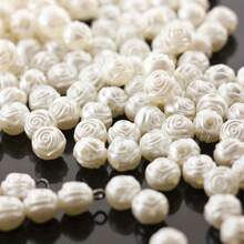 100/400pcs (6-10mm) White Faux Pearl Rose Flower Acrylic Spacer Beads - Handmade Jewelry DIY Bracelet Necklace Mobile Phone Chain Accessories Valentines - One Pack - View 4