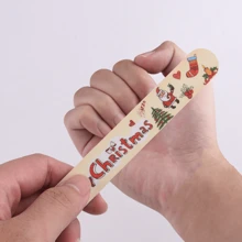 Lime à ongles imprimée polie double-face couleur aléatoire, outil de nail art de Noël, lime à ongles en éponge pour façonner, moudre et polir