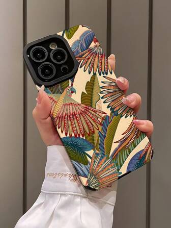 1 pieza Estuche para teléfono impresionante con diseño de aves y franjas verticales, a prueba de golpes y huellas dactilares, suave y compatible con modelos de iPhone y Samsung