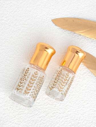 1pc 3ml Golden Roller Ball Glass Bottle Travel Size Fragrance Oil Transparent Roller Vial Sample Decant Bottle, Perfume Bottle