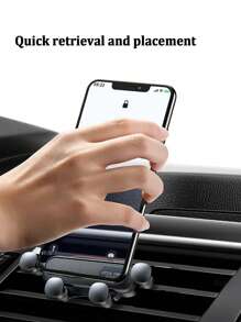 Black Car Phone Holder, Air Vent Gravity Navigation Mount For Vertical And Horizontal Viewing With 360° Rotation And Cartoon-Themed Extendable Arm, Mini Wholesale - Black - View 5