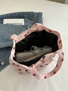 Túi tote in hình dâu tây dễ thương, túi đeo vai cỡ lớn thời trang với chất liệu nhung kẻ dành cho nữ, ví dâu tây dễ thương cho ngày Valentine, túi tote cho học sinh, nhiều ngăn, hoàn hảo cho bãi biển, trường học, phù hợp cho nữ sinh trung học, sinh viên đại học, hoàn hảo cho ngày tựu trường, ngày đầu tiên đi học, kỳ nghỉ, du lịch, buổi hòa nhạc, túi tote cho trường học, đồ dùng cần thiết cho đại học, phối hợp hoàn hảo với trang phục mùa thu cho nữ, đồ dùng cần thiết cho kỳ nghỉ, màu hồng, dễ thương, công sở, Kawaii - Hồng - Xem 7