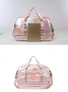 Nueva bolsa de viaje y deporte de moda unisex, casual y versátil, adecuada para viajes cortos, se puede usar como bolso de hombro, bandolera o de mano, se puede colgar en la maleta, bolso de maternidad de gran capacidad, expandible, portátil, impermeable, ideal para compras y viajes, plegable y ligera, disponible en unicolor y brillantes, bolsa de viaje, mochila, bolsa de útiles escolares - Rosa - Ver 6
