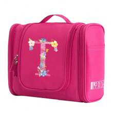 Geantă de toaletă, geantă de machiaj, geantă de călătorie impermeabilă pentru femei, geantă de depozitare de mare capacitate, geantă cosmetică cu imprimeu floral roz, cârlig, geantă de toaletă, geantă de mână, genți de toaletă, esențiale de călătorie de vară, pentru vacanță la plajă, rechizite școlare, esențiale pentru cămin, înapoi la școală, rechizite școlare