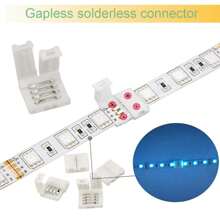 4-Pin LED Light Strip Connector Kit For 5050 10mm Wide Light Strip, Including 8 Types Of Solderless Accessories (Total 80 Pieces), RGB Extension Cable, LED Jumper, Bi-Directional RGB Splitter Cable, L Connector, T Connector, Gapless Connector, 4-Pin Male Connector, LED Strip Clip, Providing Most Parts For DIY Lighting Projects