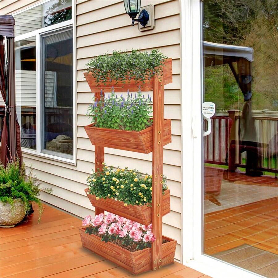 UNHO 4Tier Vertical Raised Planter Box Elevated Garden Bed Outdoor
