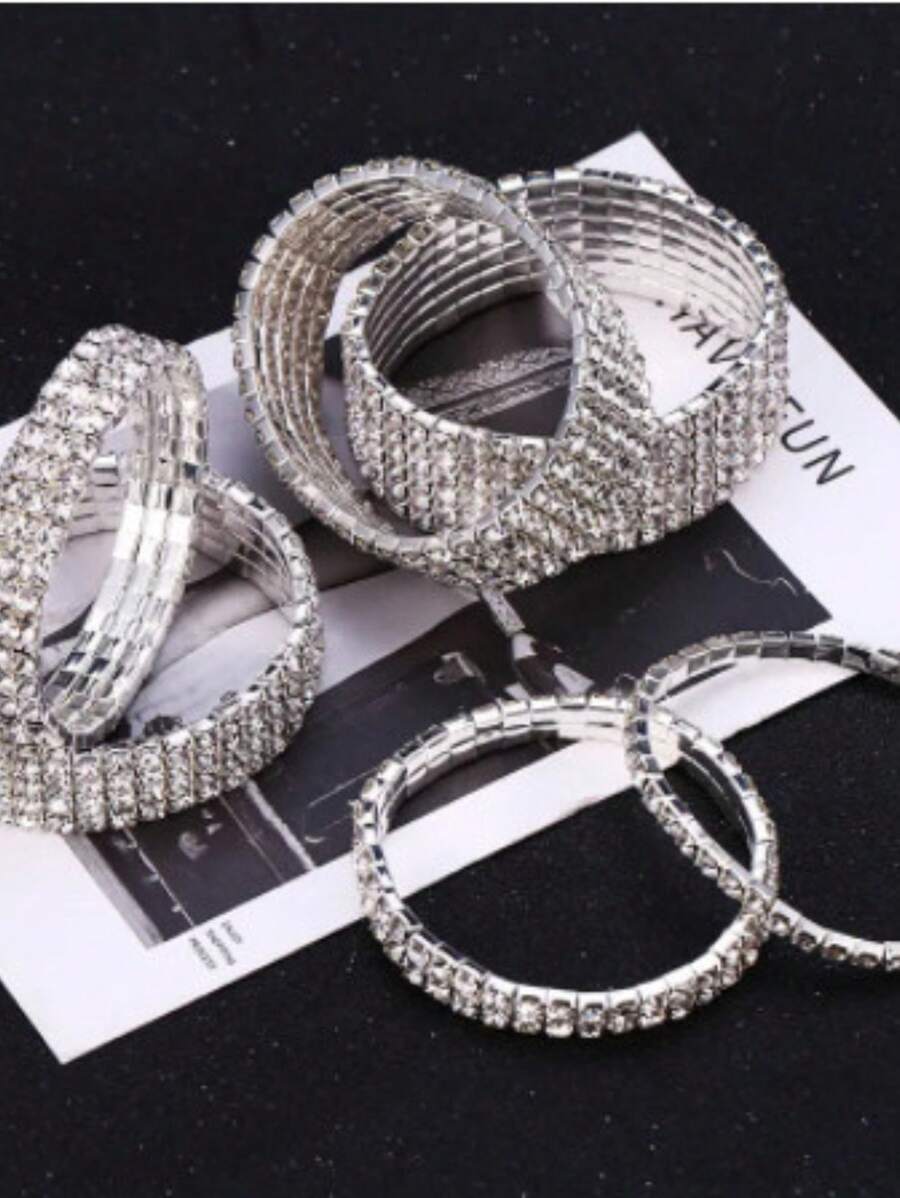 Pulseira Riviera Ice Modelo Cravejado decoração de strass - Prata - Visão 1