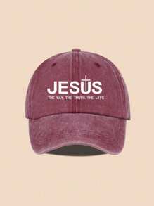 1 pieza Gorra de béisbol con diseño impreso de letras de Jesús, gorra cristiana con diseño lavado, sombrero clásico y elegante unisex adecuado para orar o usar a diario - JESÚS - Ver 19