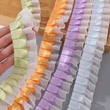 4cm Double Layered Pleated Polyester Sheer Organza Clothing Accessory Skirt Hem Sleeve Cuff DIY Dress Frame Lace Flower Edge