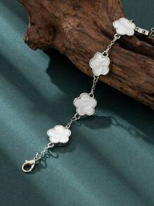 1 pièce Bracelet femme design trefle rétro en métal, cadeau de mariage Saint-Valentin