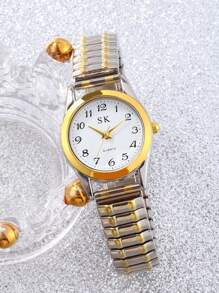 典雅復古石英手錶，帶彈性手帶，適合女性 - 經典休閒時尚指針手錶 - 永恆風格，舒適配戴 - 銀色 - 查看 3