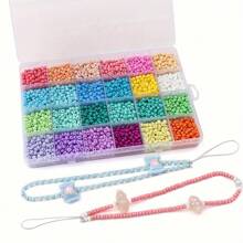 3000pcs 4mm Glass Seed Beads 24 Colors Small Beads Kit Bracelet Beads With 24-Grid Plastic Storage Box For Jewelry Making - Multicolor - View 5