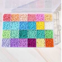 3000pcs 4mm Glass Seed Beads 24 Colors Small Beads Kit Bracelet Beads With 24-Grid Plastic Storage Box For Jewelry Making - Multicolor - View 3
