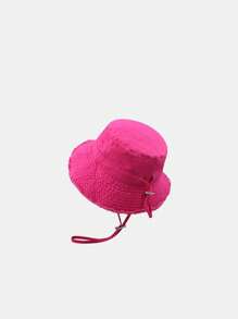 1PC 时尚女士宽边渔夫帽夏季沙滩遮阳帽粉色多巴胺颜色毛边设计适合男女四季佩戴