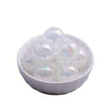 彩色風格20mm 10入組散珠環，亞克力繪畫彩虹迪斯可銀箔爆裂水晶磚珠，適用於粗鍊項鍊、珠寶設計