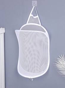 1 pieza Bolsa colgante de pared de color aleatorio, bolsa de malla blanca para ropa sucia del baño, cesta de lavandería, organizador de baño, cesta, cesta de almacenamiento, cesta de lavandería plegable