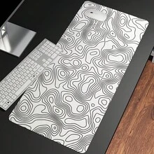 1pc Gaming Mouse Pad Large Keyboard Pad Topographic Mouse Pad White Mouse Pad For Keyboard Natural Rubber Office Carpet Computer Accessories - Color - View 3