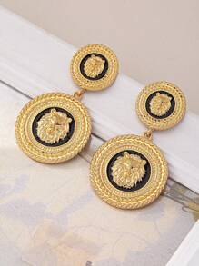 1 Pair Vintage Lion Earrings, Suitable For Daily Commute And Party Attendance - Yellow Gold - View 2
