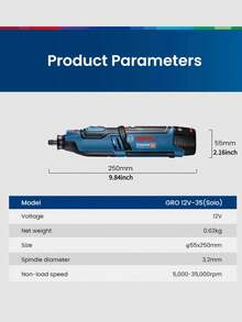 1pc Bosch Cordless Rechargeable Electric Grinder, Rotary Tool, Small Electric Grinding Machine GRO12V-35 Bare Machine, Without Battery And Charger, Multi-Function Cutting Machine - Multicolor - View 9