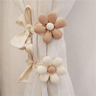 1pc/2pcs Tecido Cortina Tie Backs, Floral Shape Home Janela Cortina Tiebacks, Bonito 3D Flor Cortina Suportes - Minimalista e Elegante Quarto e Sala Cortina Decoração
