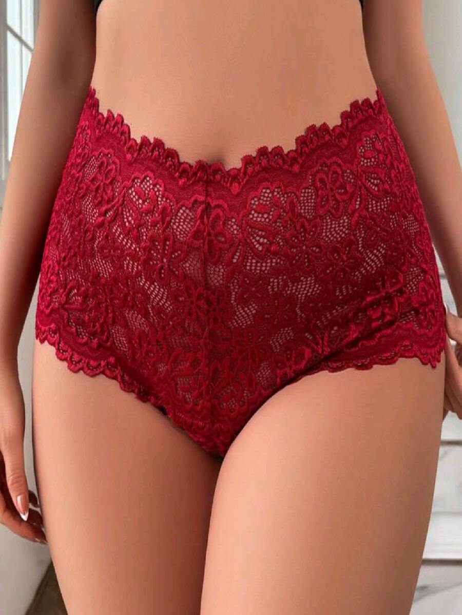 Kit C/ 10 Calcinhas Caleçon Shortinho Em Renda Com Forro Algodão - Multicolorido - Visão 1