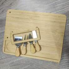 1 套竹制奶酪板套装，奶酪托盘，熟食板和盛菜盘，配有 4 把不锈钢奶酪刀，非常适合婚礼礼物圣诞节生日派对