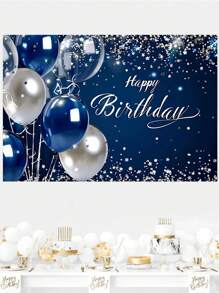 1pc Balloon Pull Flag Style Birthday Background Cloth, Birthday Party Decoration Background Cloth Banner,Christmas