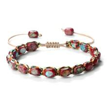 Pulseira de Corda Trançada Feita à Mão com Contas de Pedra Natural, Estilo Vintage Boêmio, Meditação Yoga, Presente de Joias de Sorte