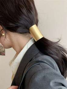 1 件装女士时尚金属发夹优雅高品质发爪发髻夹简约风格发夹 - 金色 - 查看 7