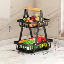 1 件装桌面水果蔬菜篮，带木柄，可拆卸储物架，用于厨房储物和整理，厨房配件，适用于客厅、书房、零食和书籍整理、家居装饰、圣诞礼物、家居礼品、房间装饰