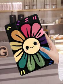 1pc Colorful Flower Pattern Tablet Case, Shockproof, With Pen Slot, Support Sleep/Wake Function, Compatible With Samsung, Huawei, Xiaomi And IPad - Multicolor - View 4