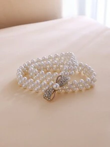 1pc Elastic Pearl Beaded Waist Belt, Simple Style For Women's Dresses, Suitable For Commuting, Shopping And Parties,School - Pearl Belt - View 8