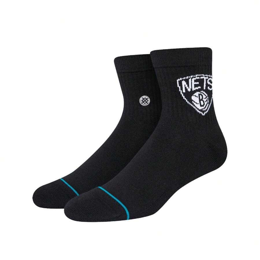 X  Brooklyn Nets Quarter Ankle Black Socks A356C22NET-BLK - Black - View 1