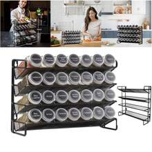 4 Tier Metal Spice Rack Kitchen Countertop Cupboard Spice Herb Jar Storage Shelf - Black - View 2