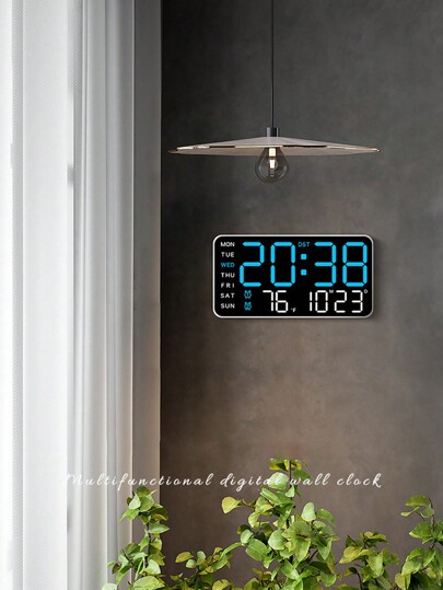 1pc Large Digital Wand Klok Temperature, Calendar, Alarm Perfect Living Room Mute Function LED Display,Home ,Room Birthday Graduation Bedroom Dormitory Back To School