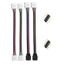 4-Pin LED Light Strip Connector Kit For 5050 10mm Wide Light Strip, Including 8 Types Of Solderless Accessories (Total 80 Pieces), RGB Extension Cable, LED Jumper, Bi-Directional RGB Splitter Cable, L Connector, T Connector, Gapless Connector, 4-Pin Male Connector, LED Strip Clip, Providing Most Parts For DIY Lighting Projects