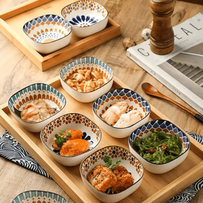 6pcs Japanese-Style Bohemian Ceramic Dish, For Hot Pot Ingredients, Snacks, Butterflies, Vegetables Or Pickles Christmas Gift