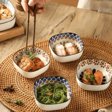 6pcs Japanese-Style Bohemian Ceramic Dish, For Hot Pot Ingredients, Snacks, Butterflies, Vegetables Or Pickles Christmas Gift