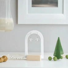 1 件耳环展示架 - 白色亚克力和木质底座，时尚简约的设计，方便的耳环架和珠宝收纳架，适合家庭或珠宝零售使用情人节返校 - 白色 - 查看 4